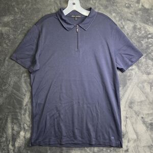Robert Barakett Dark Blue Zip Polo Shirt